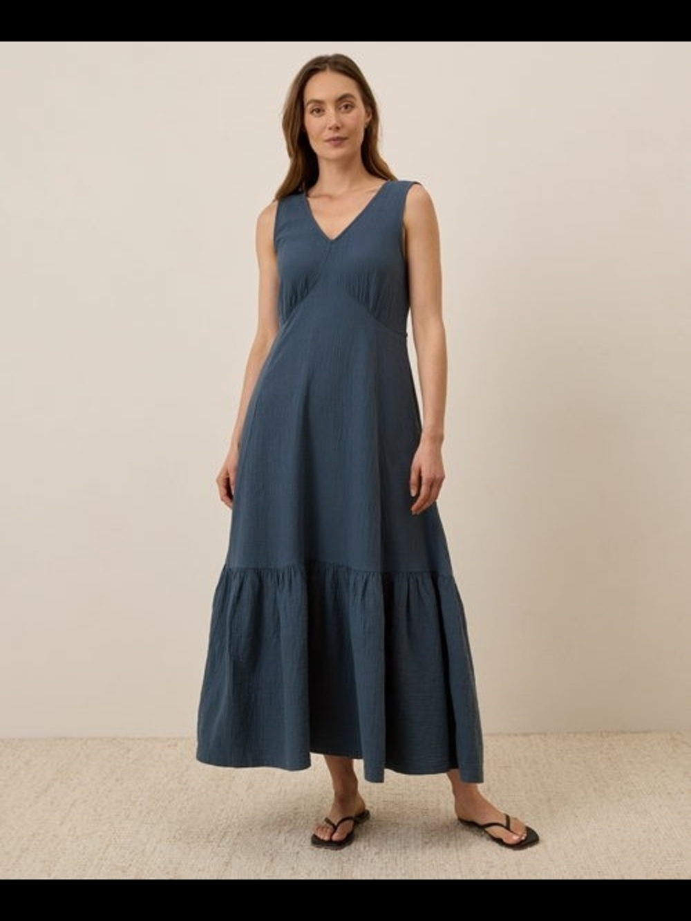 Sleeveless V-Neck Maxi Dress in Slate Blue